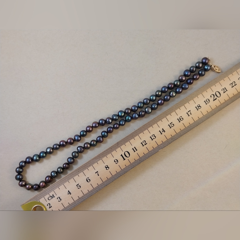 Vintage Black Pearl Necklace With Gold 585 (14K) Lock - Picture 6 of 15